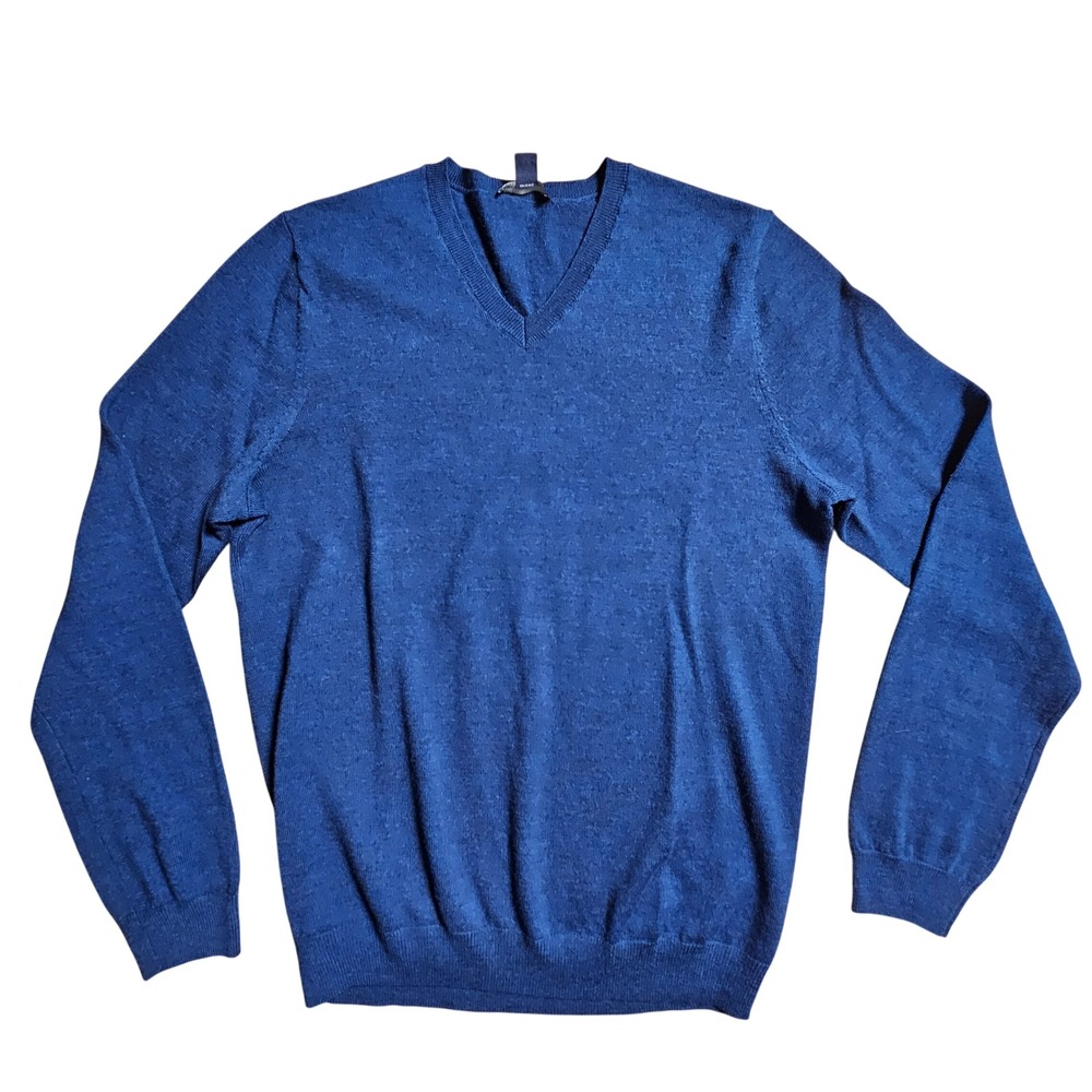 Gap Mens Extra Fine Merino Wool Knit V-Neck Pullover Sweater M Quiet Luxury Prep